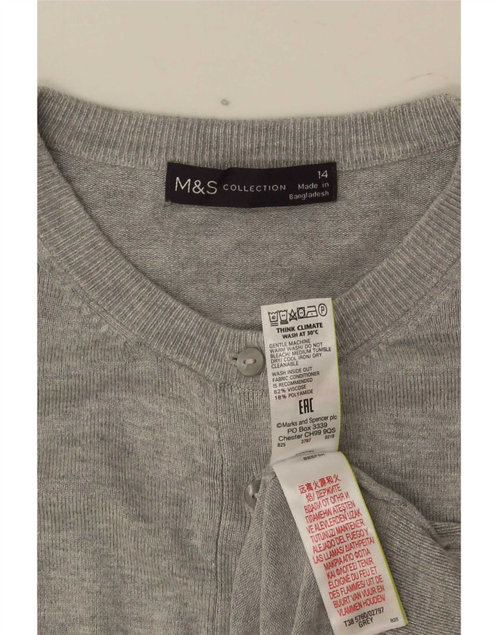 Marks & Spencer Pull Boléro Femme UK 14 Gris Moyen Viscose
