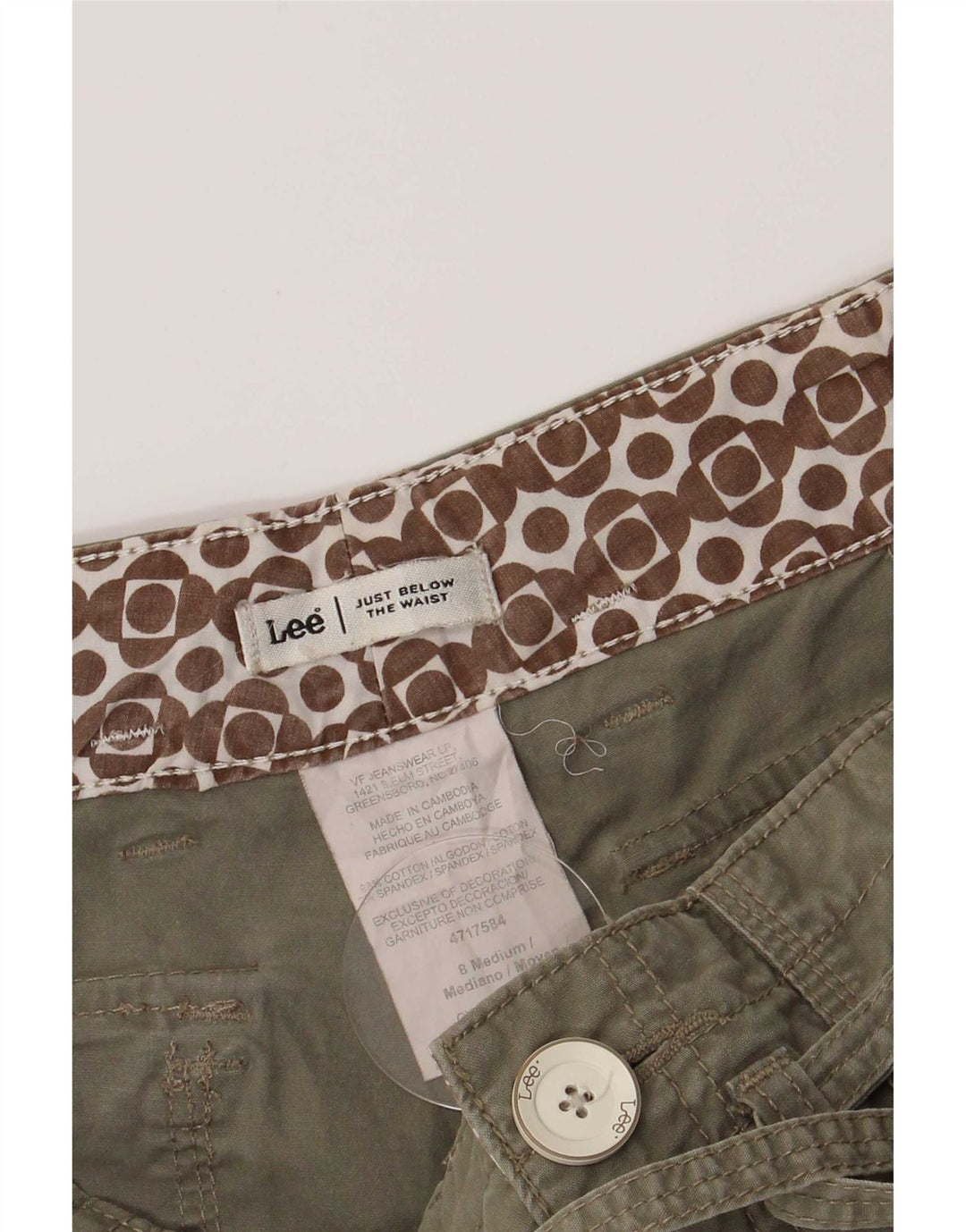 Lee Short cargo pour femme US 8 Medium W30 Vert Coton