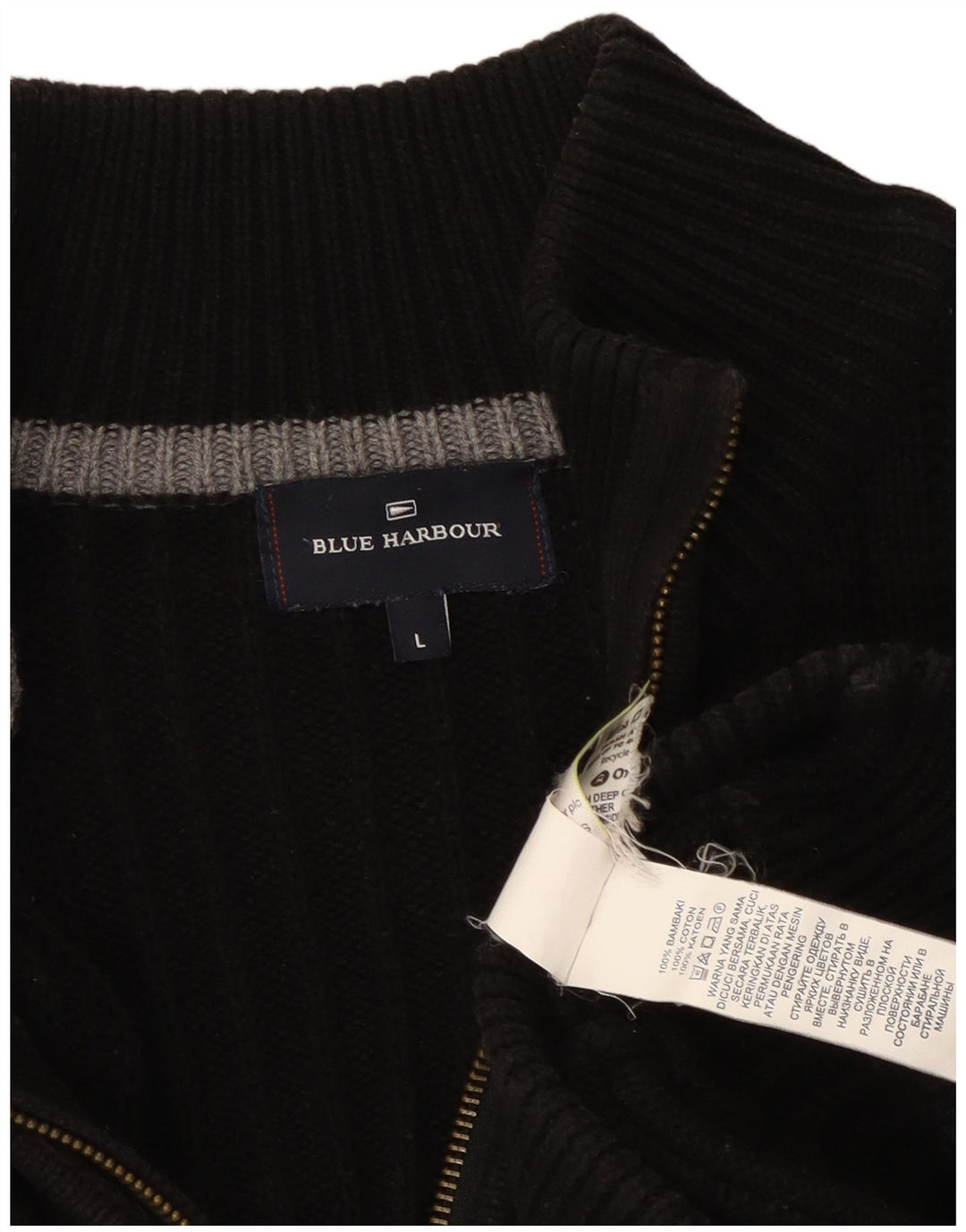Marks & Spencer Pull Cardigan Blue Harbour pour Homme en Coton Noir Large