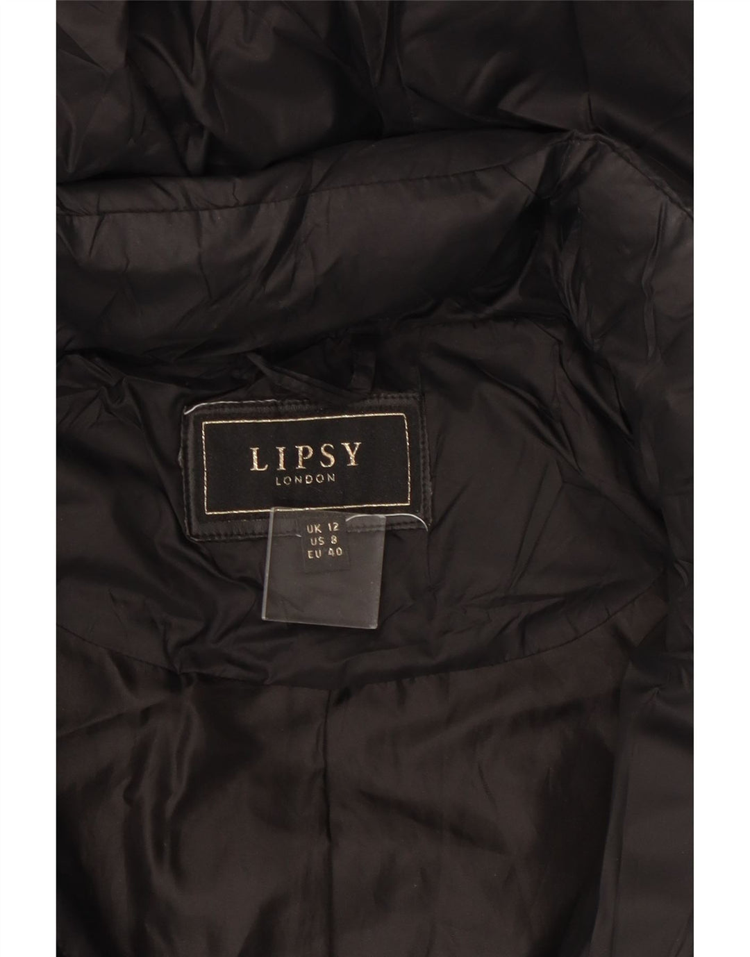 Lipsy Manteau matelassé à capuche pour femme UK 42 Medium Noir Polyamide