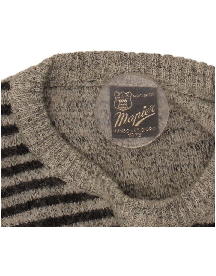 Mapier Pull à col rond pour homme Petit gris géométrique