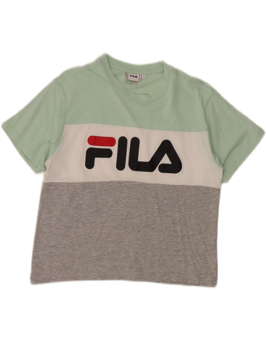 FILA T-shirt graphique pour femme UK 10 Small Vert Colourblock