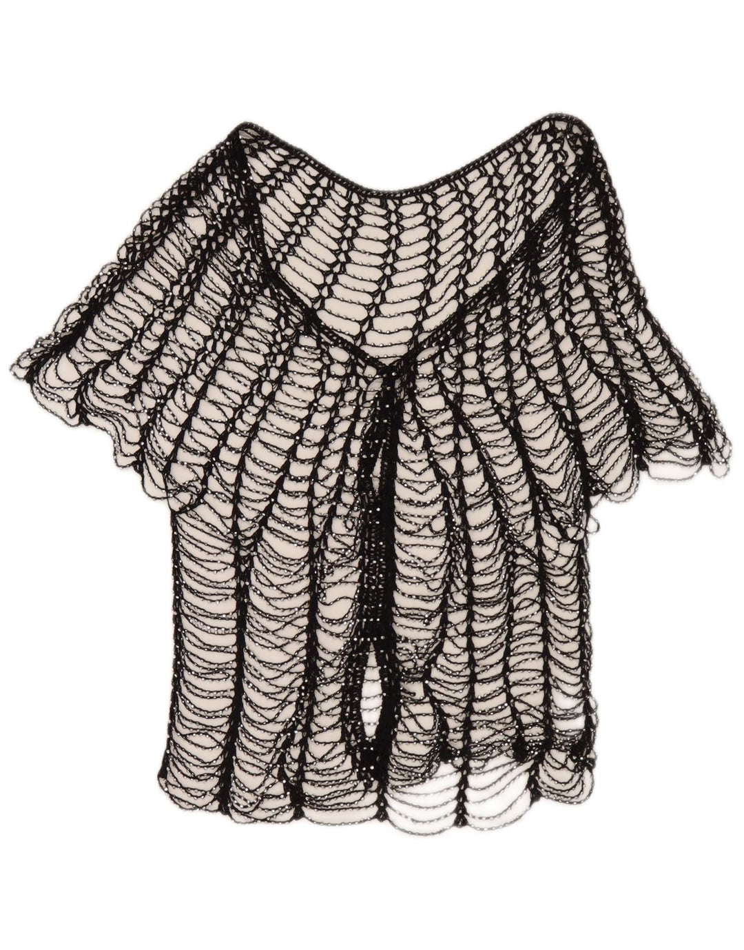 Vintage Femmes Voir À Travers Top UK 2 2XS Noir
