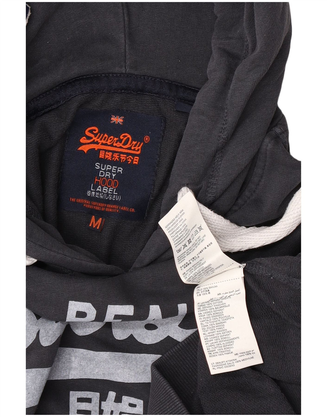 Superdry Pull à Capuche Graphique Homme Noir Moyen Coton
