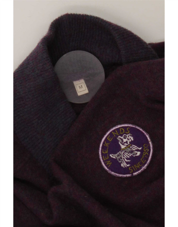 vintage Femmes Surdimensionné Turtle Neck Jumper Pull UK 14 Moyen Violet