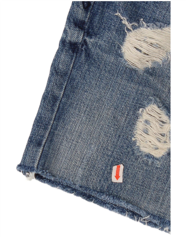 ZARA Short en jean vieilli pour femme EU 32 2XS W22 Bleu