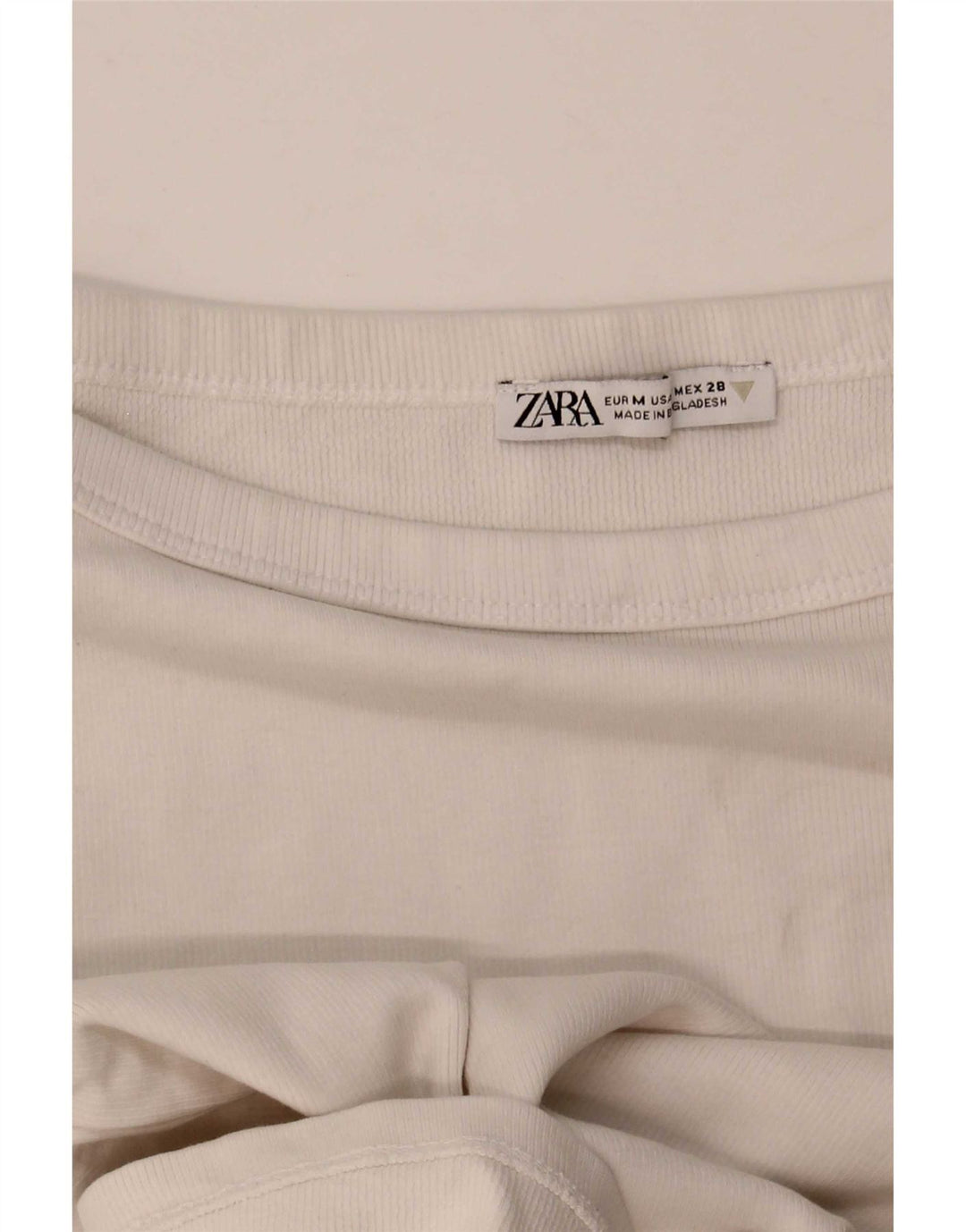 Zara Womens Crop T-Shirt Top UK 12 Moyen Blanc