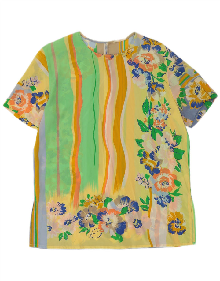 vintage Womens Blouse Top UK 14 Grand Floral Multicolore