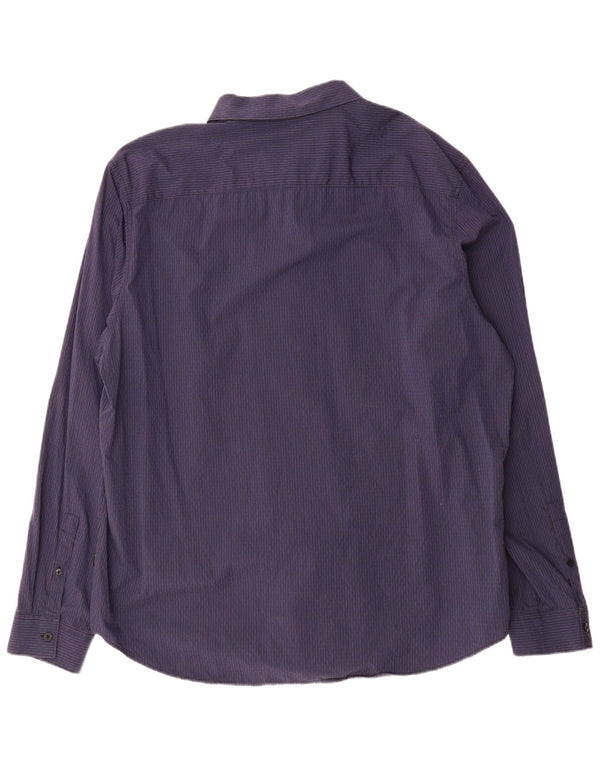 Calvin Klein Chemise homme 2XL coton à fines rayures bleu marine