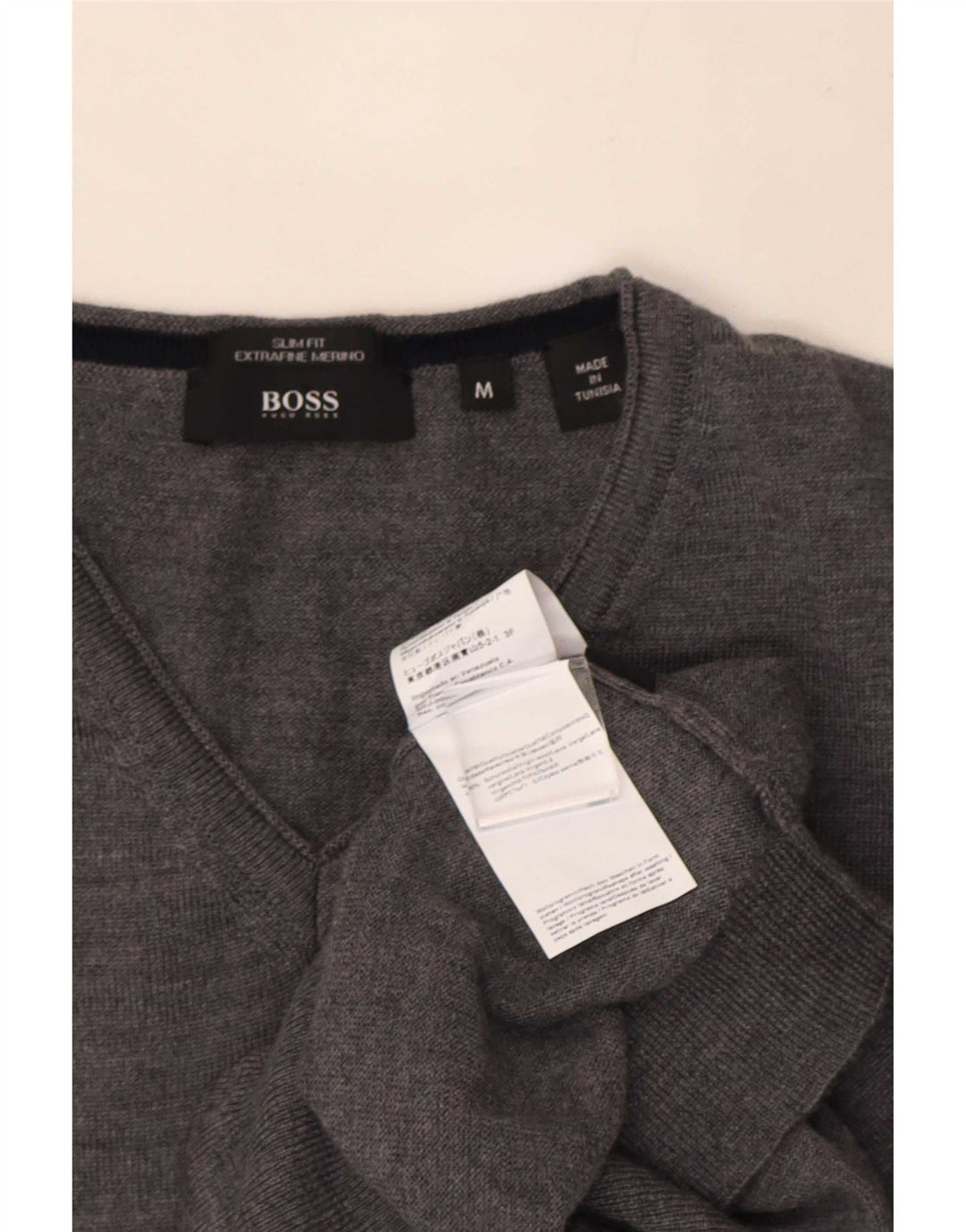 Hugo Boss Pull Slim Fit à col en V pour homme Gris moyen Laine