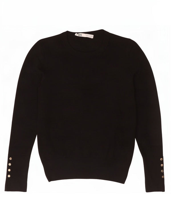 Zara Pull ras du cou pour femme UK 10 Small Noir Viscose