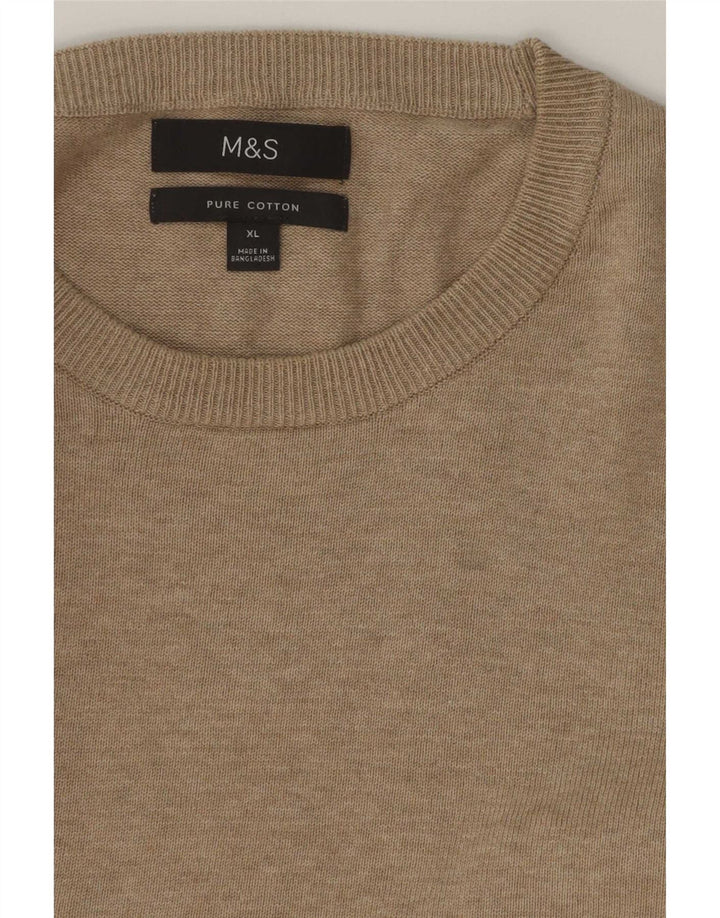 Marks & Spencer Pull col rond pour homme XL en coton beige