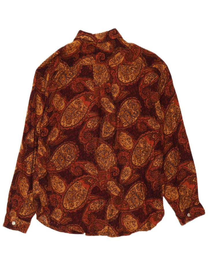 Chemise femme vintage UK 16 Grand Marron Paisley Polyester