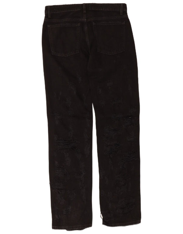 Zara Jean droit taille basse en détresse pour femme EU 38 Small W28 L34 Noir