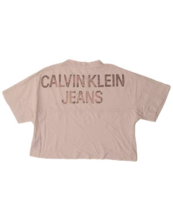 Calvin Klein Jeans T-shirt court surdimensionné pour femme UK 6 XS Blanc
