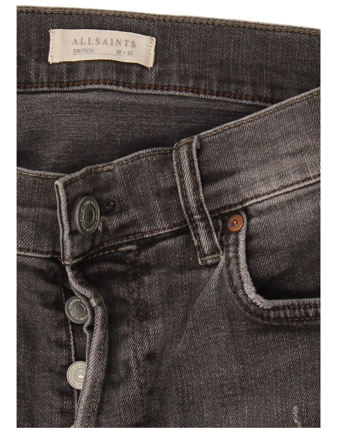 All Saints Short en Jean W30 Homme Gris Moyen