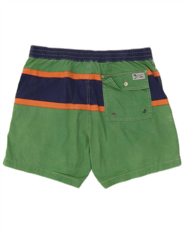 POLO RALPH LAUREN Short de bain graphique pour homme en coton rayé vert grand
