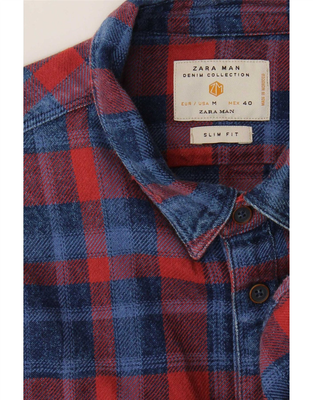 Zara Chemise Slim Fit En Flanelle Homme Carreau Rouge Moyen