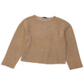 Zara Femme Crop Top Manches Longues UK 10 Petit Beige Polyester