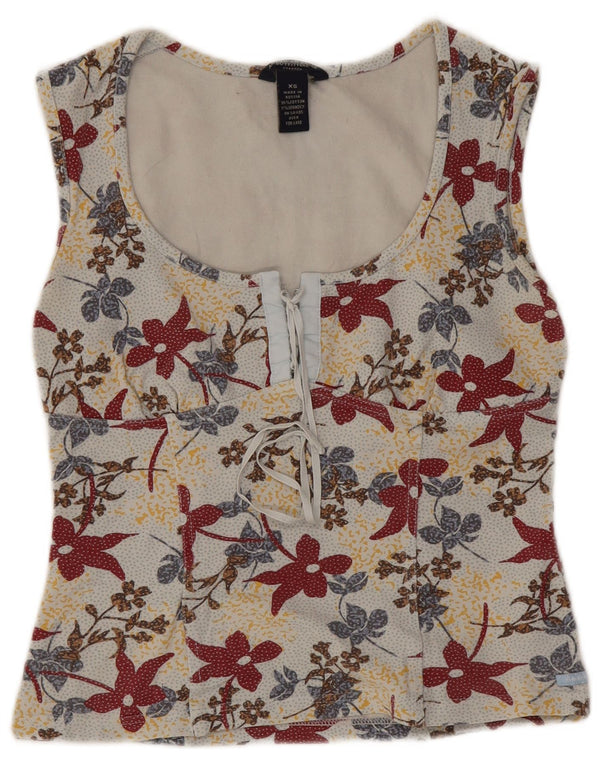 American Eagle Chemisier pour femme UK 4 XS Blanc Floral Coton