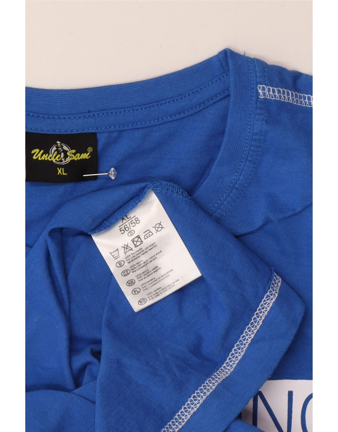Oncle Sam T-Shirt Graphique Homme Top XL Bleu Coton
