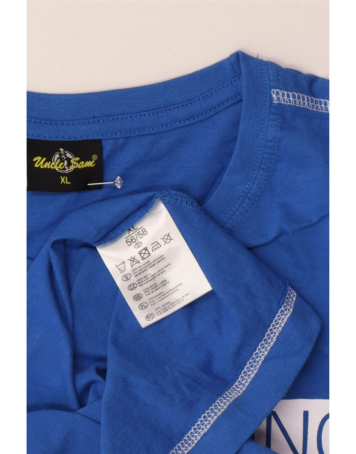 Oncle Sam T-Shirt Graphique Homme Top XL Bleu Coton