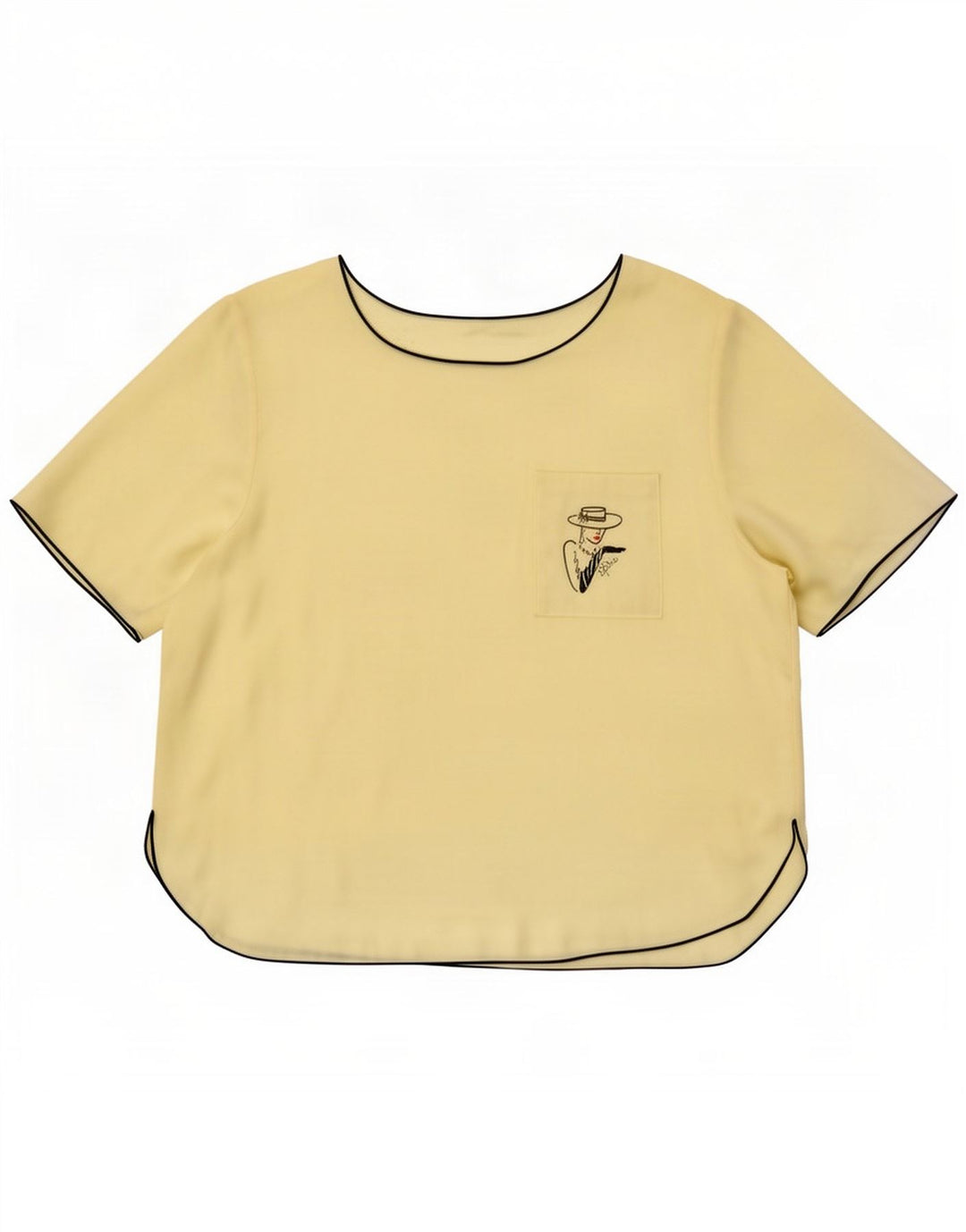 vintage Femme Graphique Blouse Top UK 16 Grand Jaune