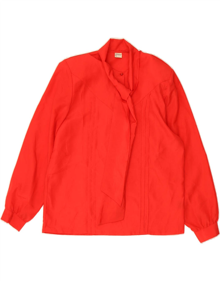 VINTAGE Womens Front Tie Shirt Blouse IT 44 Medium Red Polyester Vintage Vintage and Second-Hand Vintage from Messina Hembry 
