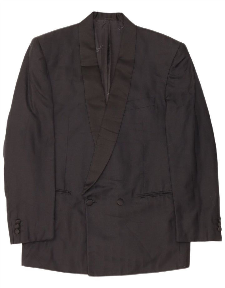 Pierre Cardin Veste blazer double boutonnage pour homme UK 38 Soie noire moyenne