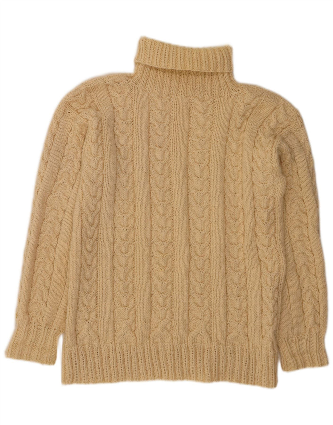 VINTAGE Pull col roulé femme UK 14 Large Off White