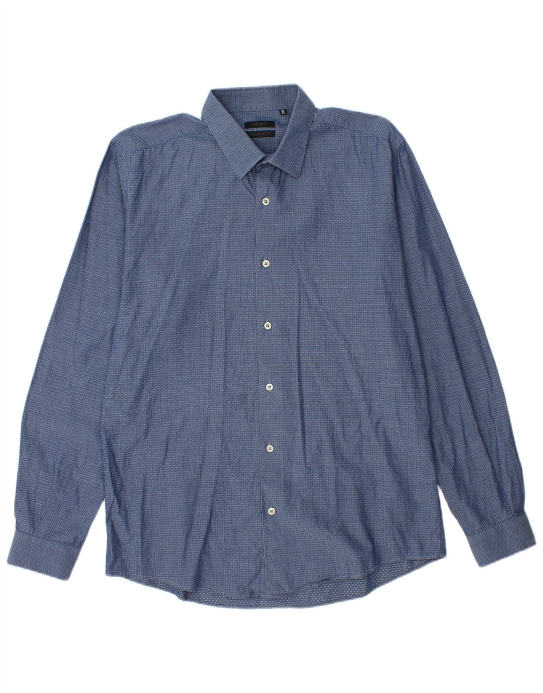 LIU JO Mens Slim Fit Shirt Size 16 41 Large Blue Spotted