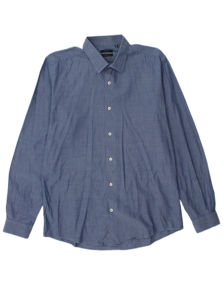 LIU JO Mens Slim Fit Shirt Size 16 41 Large Blue Spotted
