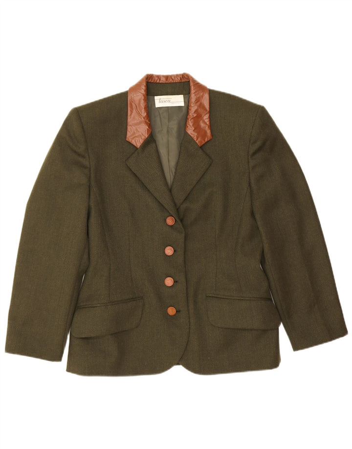 vintage Femme 4 Bouton Blazer Veste IT 42 Vert Moyen Colourblock