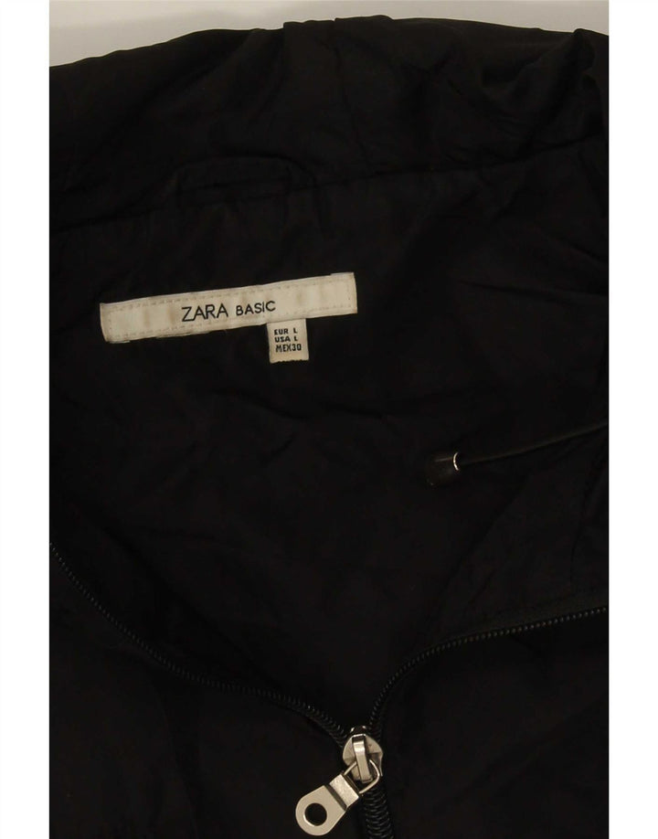 Zara Veste utilitaire à capuche pour femme UK 14 Large Noir