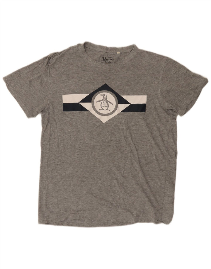 Penguin T-Shirt Graphique Homme Grand Gris Coton