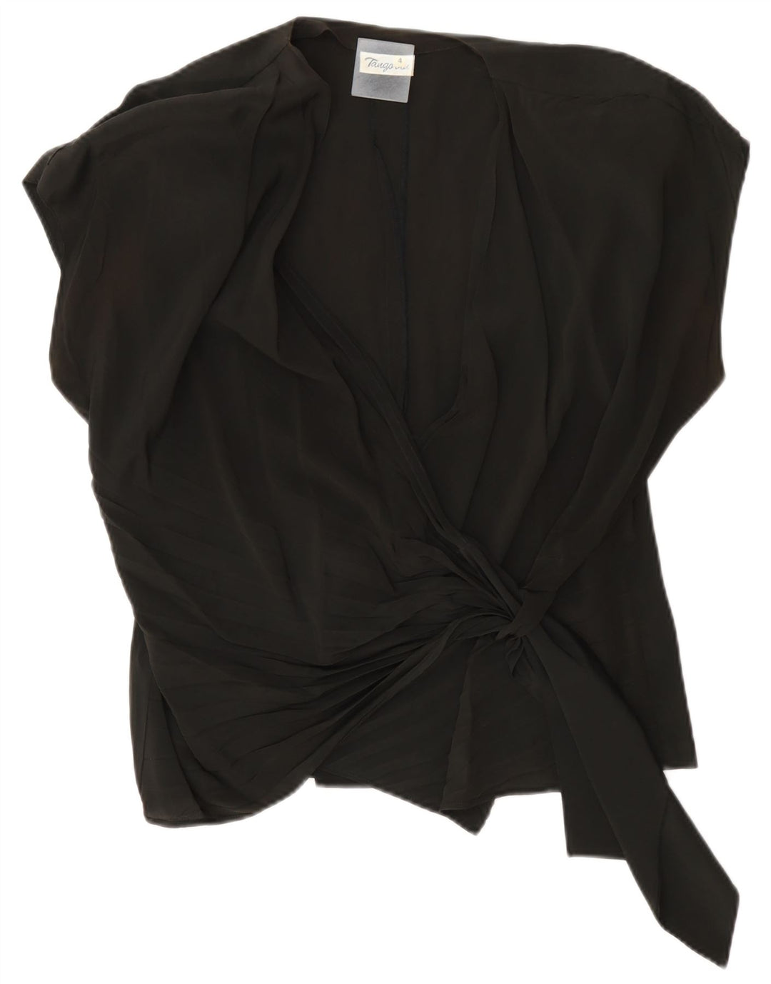 vintage Femmes Surdimensionné Wrap Blouse Top US 4 Petit Acétate Noir
