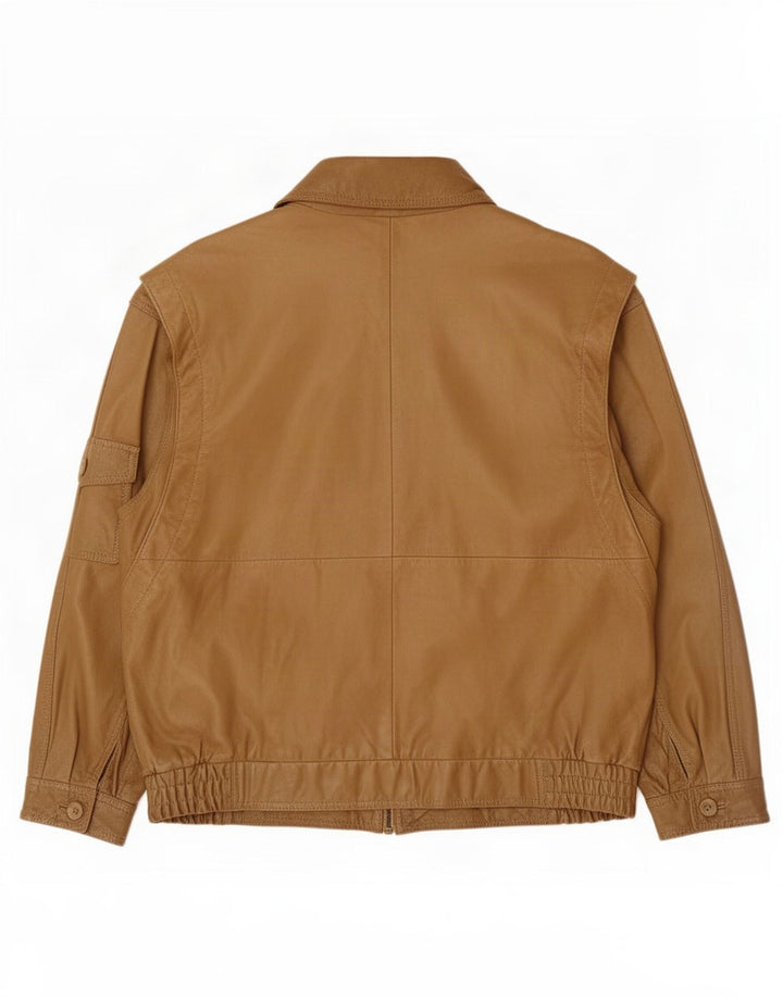 veste en cuir homme vintage IT 54 2XL Marron