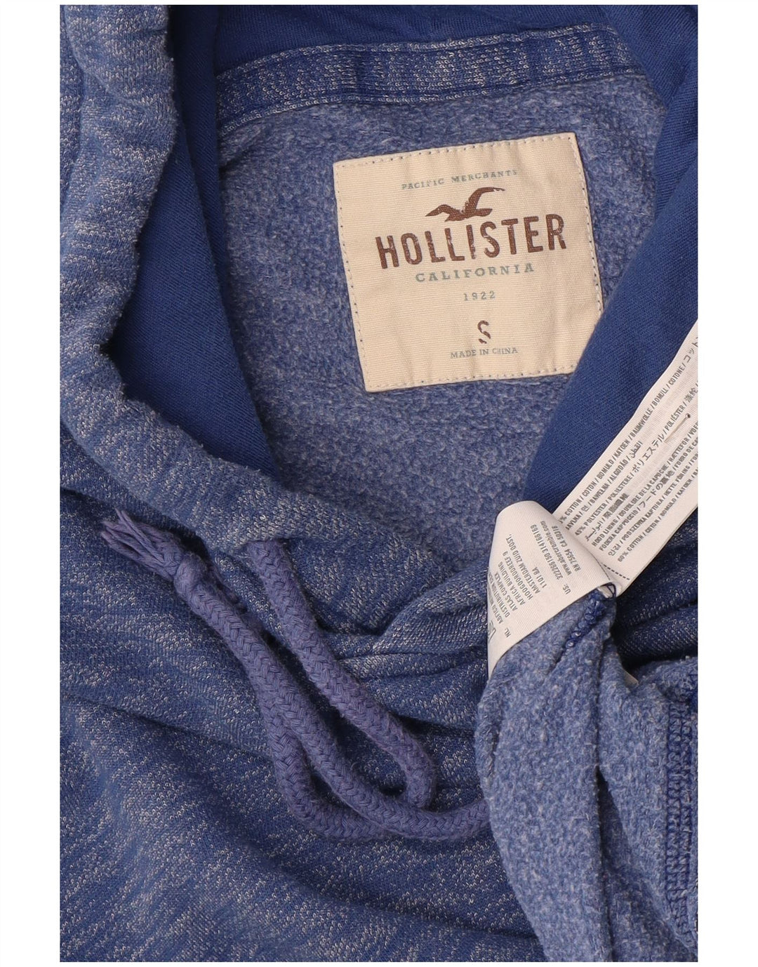 HOLLISTER Pull à capuche pour homme Small Bleu Moucheté Coton