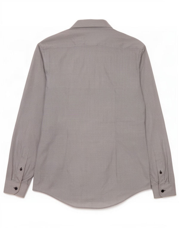 Zara Chemise Slim Fit Gris Moyen Coton Géométrique