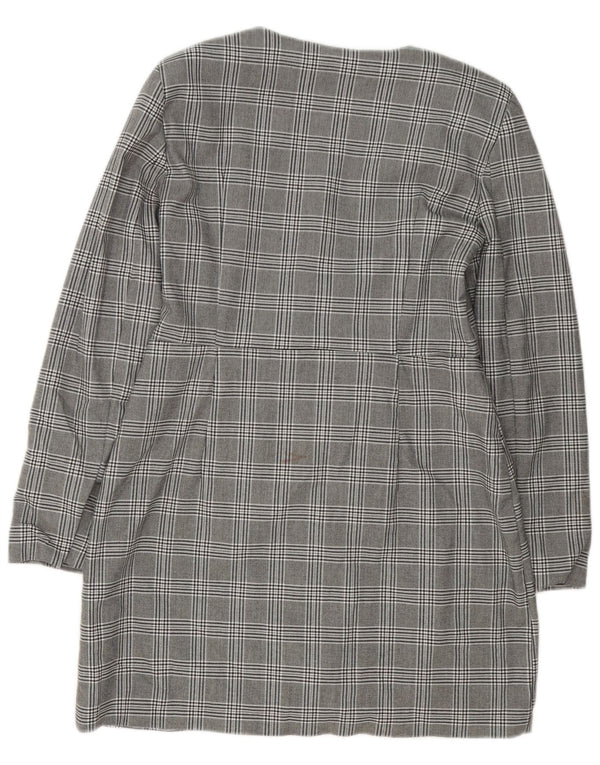 Zara Robe fourreau à manches longues pour femme UK 18 XL Gris Plaid Polyester