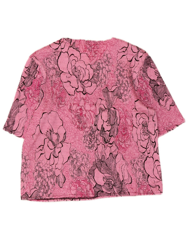 vintage Femme Blouse Top UK 20 2XL Rose Floral