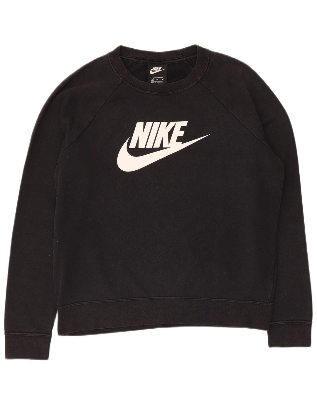 Nike Sweat-shirt graphique pour femme UK 14 en coton noir moyen