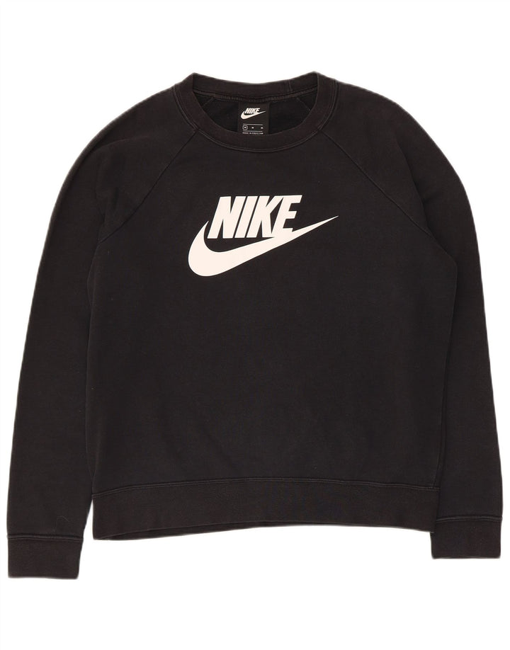 Nike Sweat-shirt graphique pour femme UK 14 en coton noir moyen