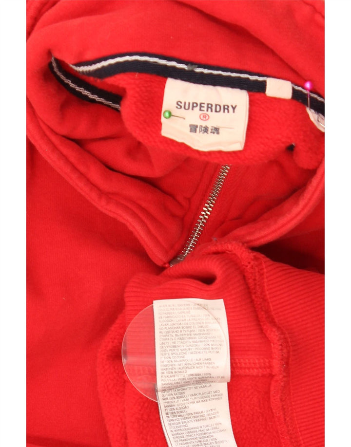 Superdry Homme Zip Neck Sweatshirt Jumper Large Rouge Coton