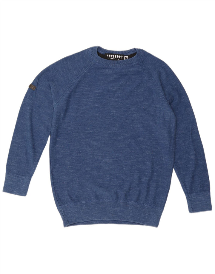 SUPERDRY Pull Col Rond Homme Bleu Moyen Moucheté Coton