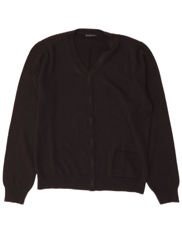 SISLEY Pull col V Femme UK 44 Laine Noir Moyen