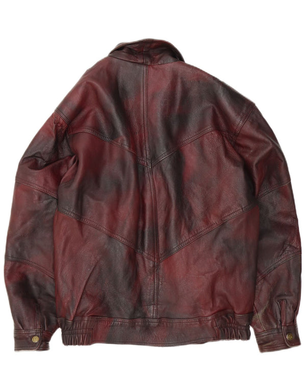 veste en cuir homme vintage UK 42 XL Burgundy Tie Dye