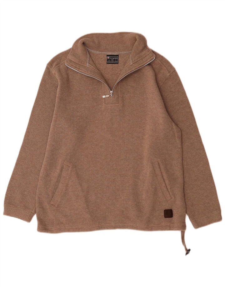 Champion Sweat-shirt à col zippé pour femme UK 14 Coton marron moyen