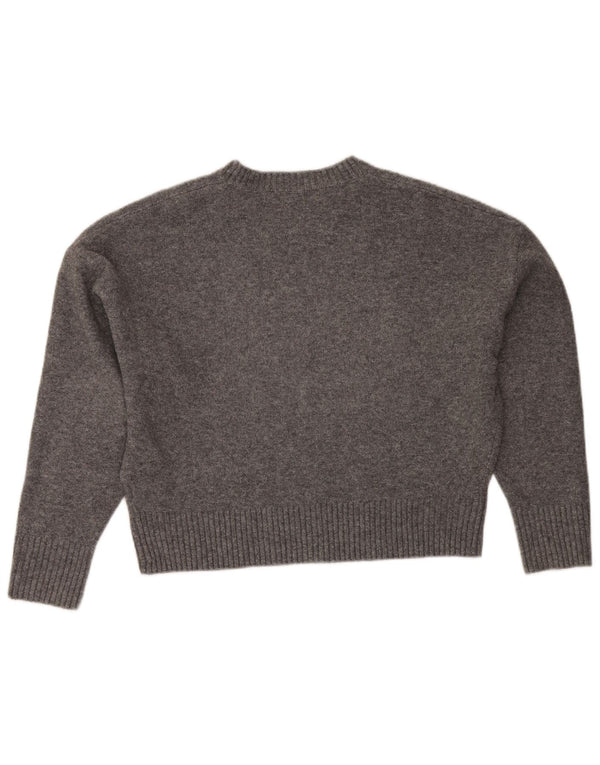 Zara Pull court à col bateau pour femme UK 10 Petit gris moucheté