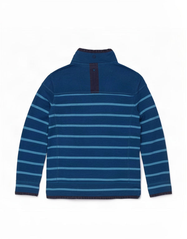 Fat Face Sweat-shirt à col zippé pour femme UK 18 XL en coton rayé bleu